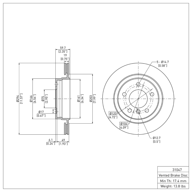 BMW 325I Brake Rotor (1) - Rear - R1 Concepts - Plain - `99-`06